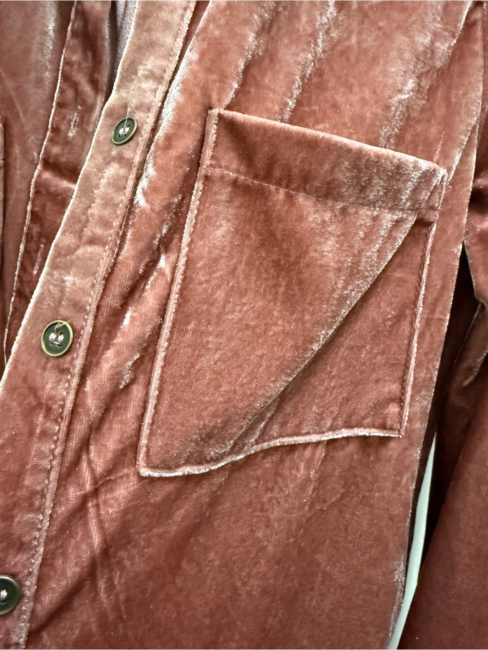 Umgee Dusty Rose Velvet Button-Down Shirt - Picture 2 of 5